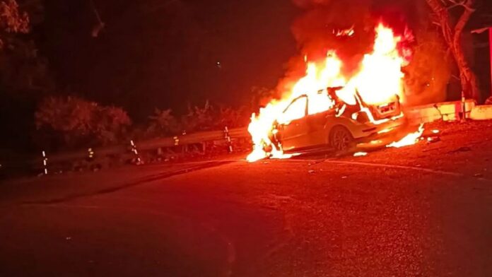 Car Caught Fire in Dehradun