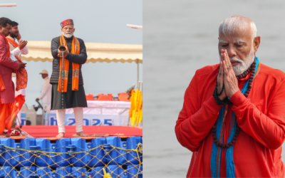 प्रधानमंत्री नरेंद्र मोदी ने प्रयागराज में संगम में लगाई डुबकी, किया गंगा पूजन PM MODI MAHAKUMBH