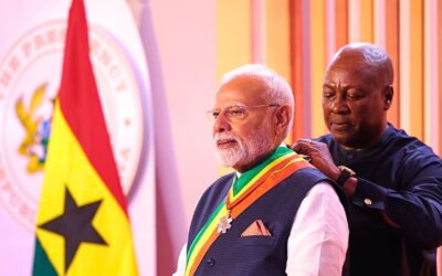 पीएम मोदी को मिला घाना का सर्वोच्च सम्मान, राष्ट्रपति महामा ने किया सम्मानित PM MODI AWARDED IN GHANA