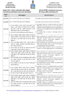 UTTARAKHAND WEATHER FORECAST