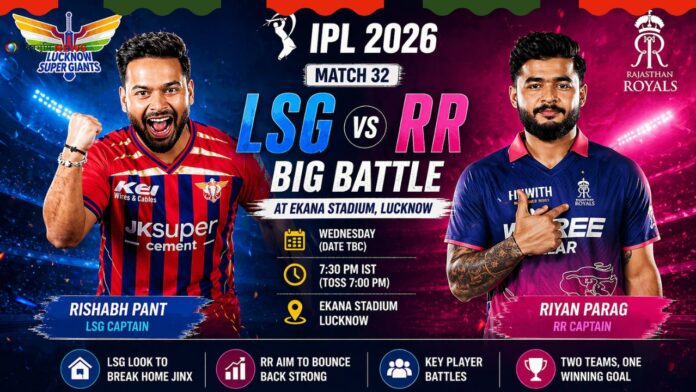 LSG vs RR Match 32 IPL 2026: Preview, Playing XI