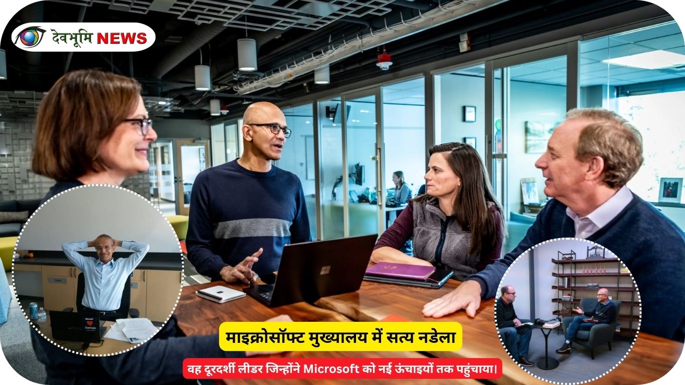 माइक्रोसॉफ्ट इवेंट में भाषण देते हुए सत्य नडेला।