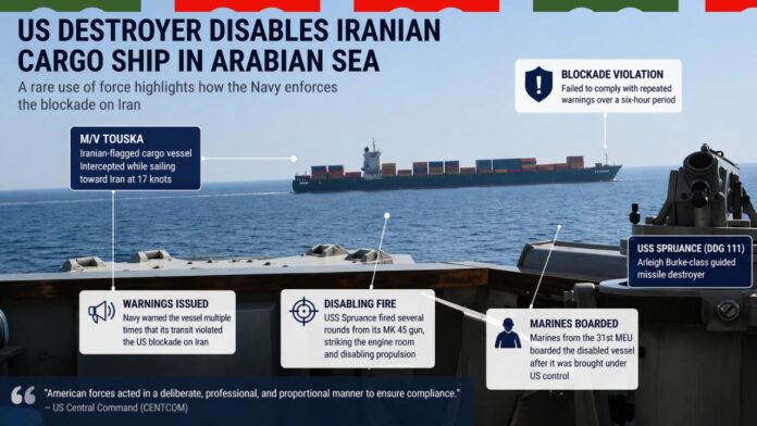 US Destroyer Disables Iranian Cargo Ship