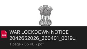 WAR LOCKDOWN NOTICE