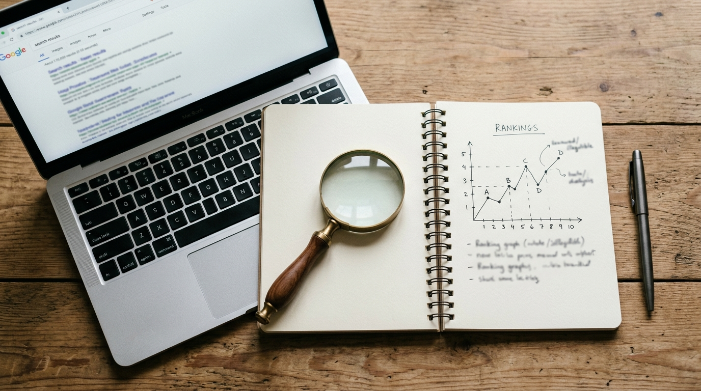AI Content Google Ranking ke research aur ranking graph ka concept