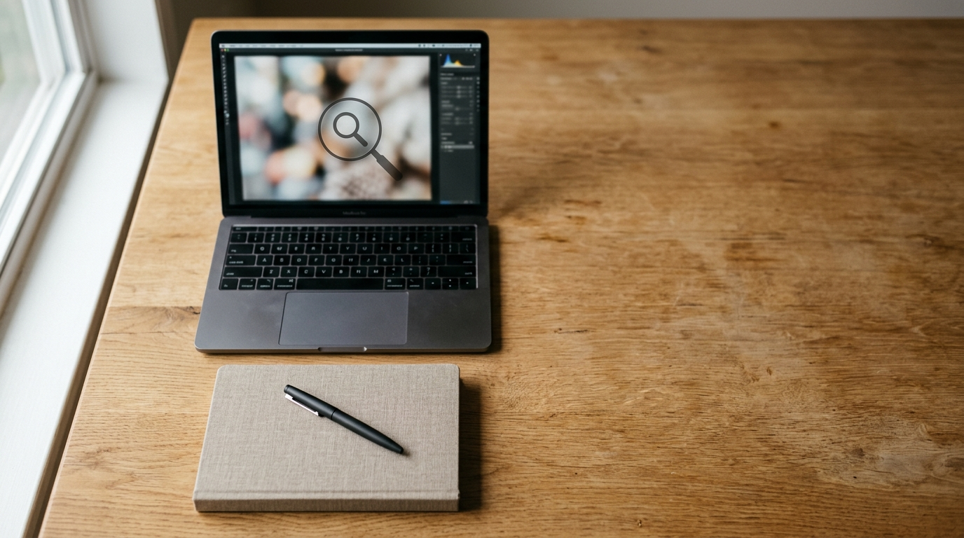AI Detect Deepfake Images ka magnified photo interface laptop par