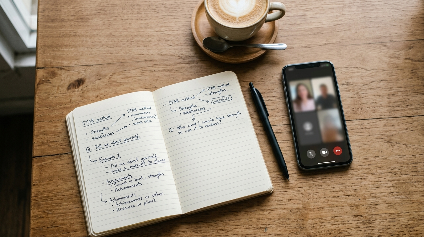 AI Interview Preparation Tools ke notes aur video call setup
