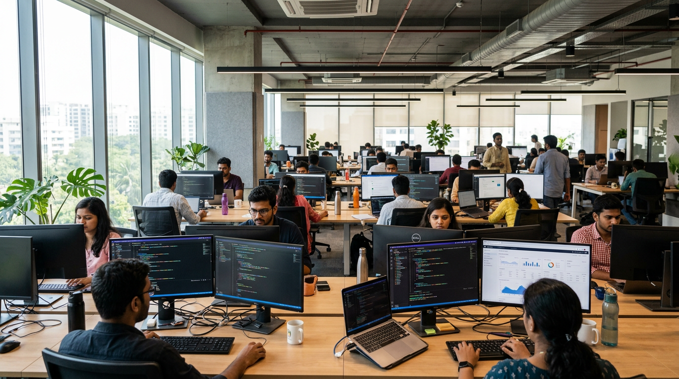 AI Jobs Replacing Humans - modern tech office mein AI-skilled professionals