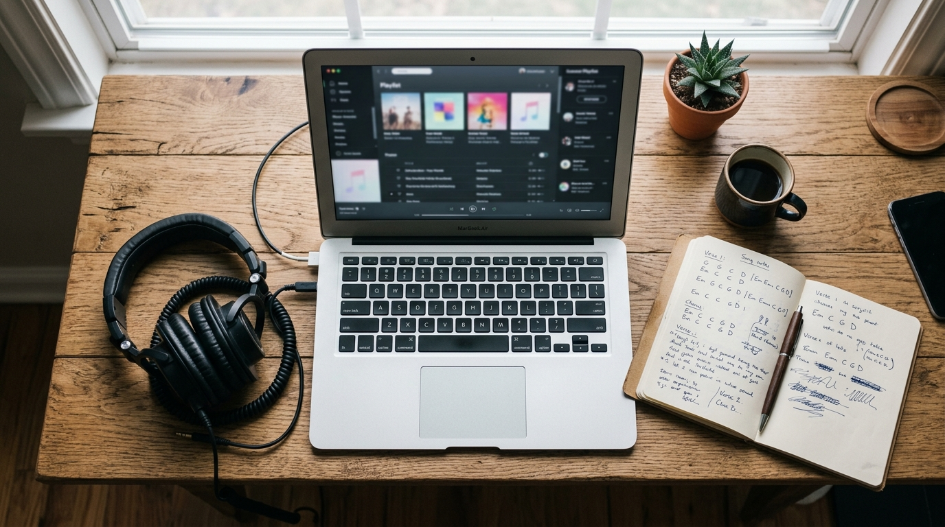 AI Music Industry Impact ka streaming app setup headphones ke saath