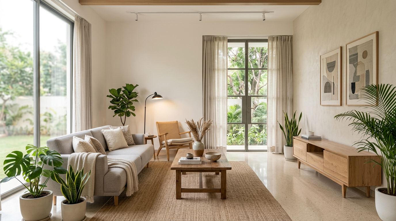 AI Room Design Tool se banaya gaya modern minimalist living room