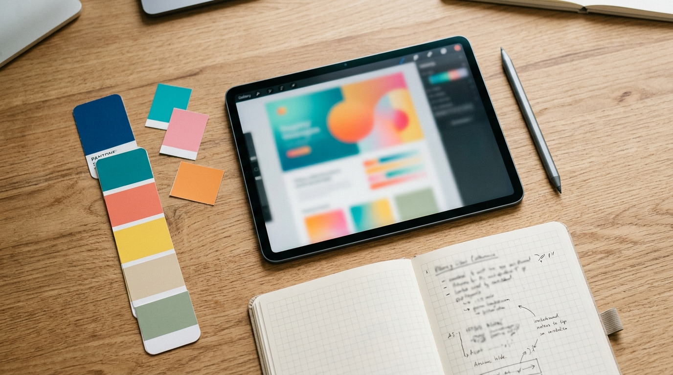 Best AI Tools for Graphic Design ke mockups aur color swatches