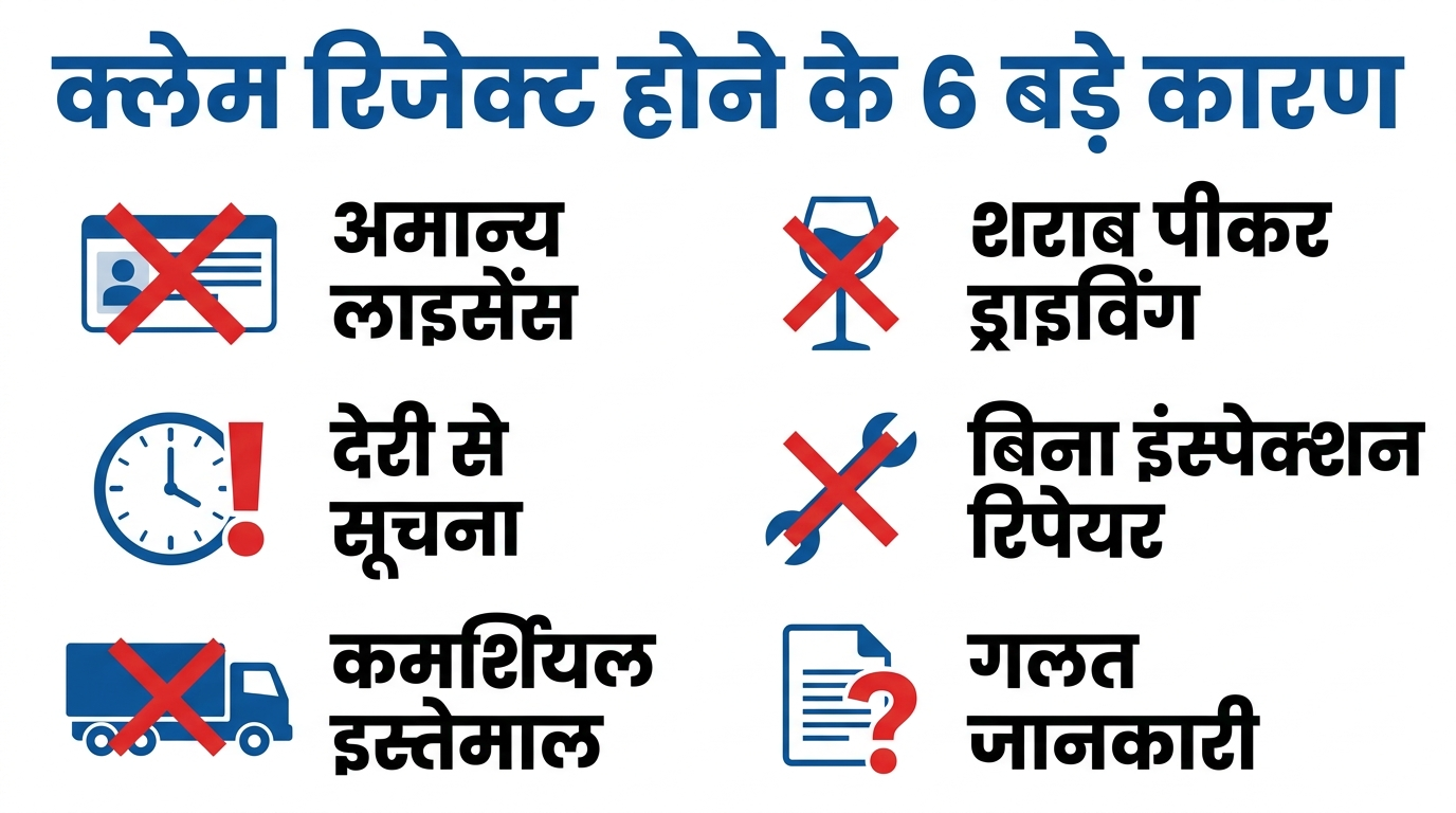 Car Insurance Claim Rejection के 6 बड़े कारण इन्फोग्राफिक