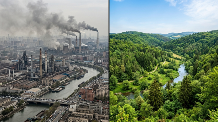 Carbon Footprint industrial vs green comparison