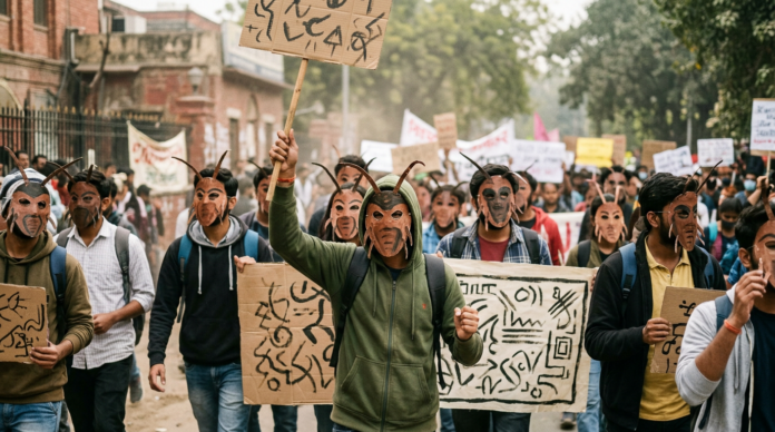 कॉकरोच जनता पार्टी विरोध प्रदर्शन युवा