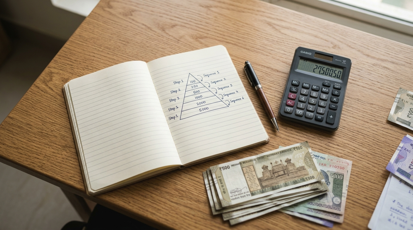 Financial Planning for Beginners ka step sequence pyramid ke saath
