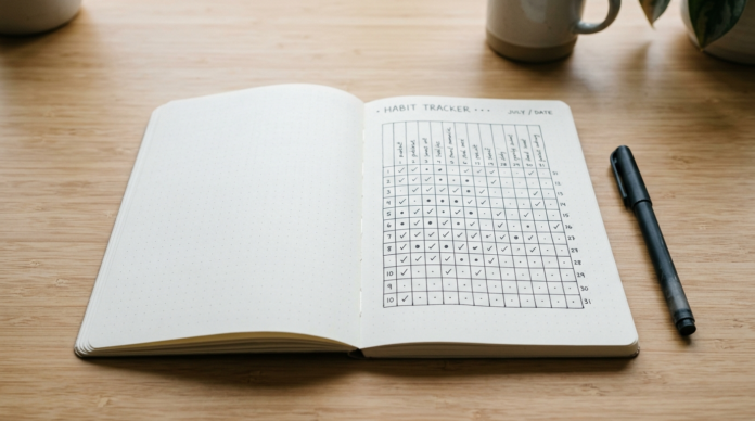 Habit Tracker notebook grid checkmarks