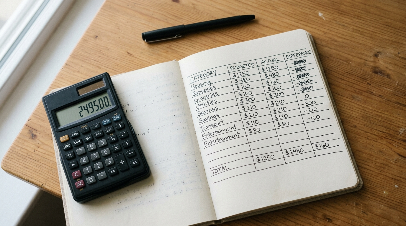 How to Create Personal Budget ka handwritten budget grid notebook mein