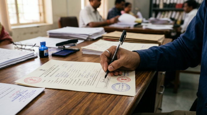 Income Certificate application form signing