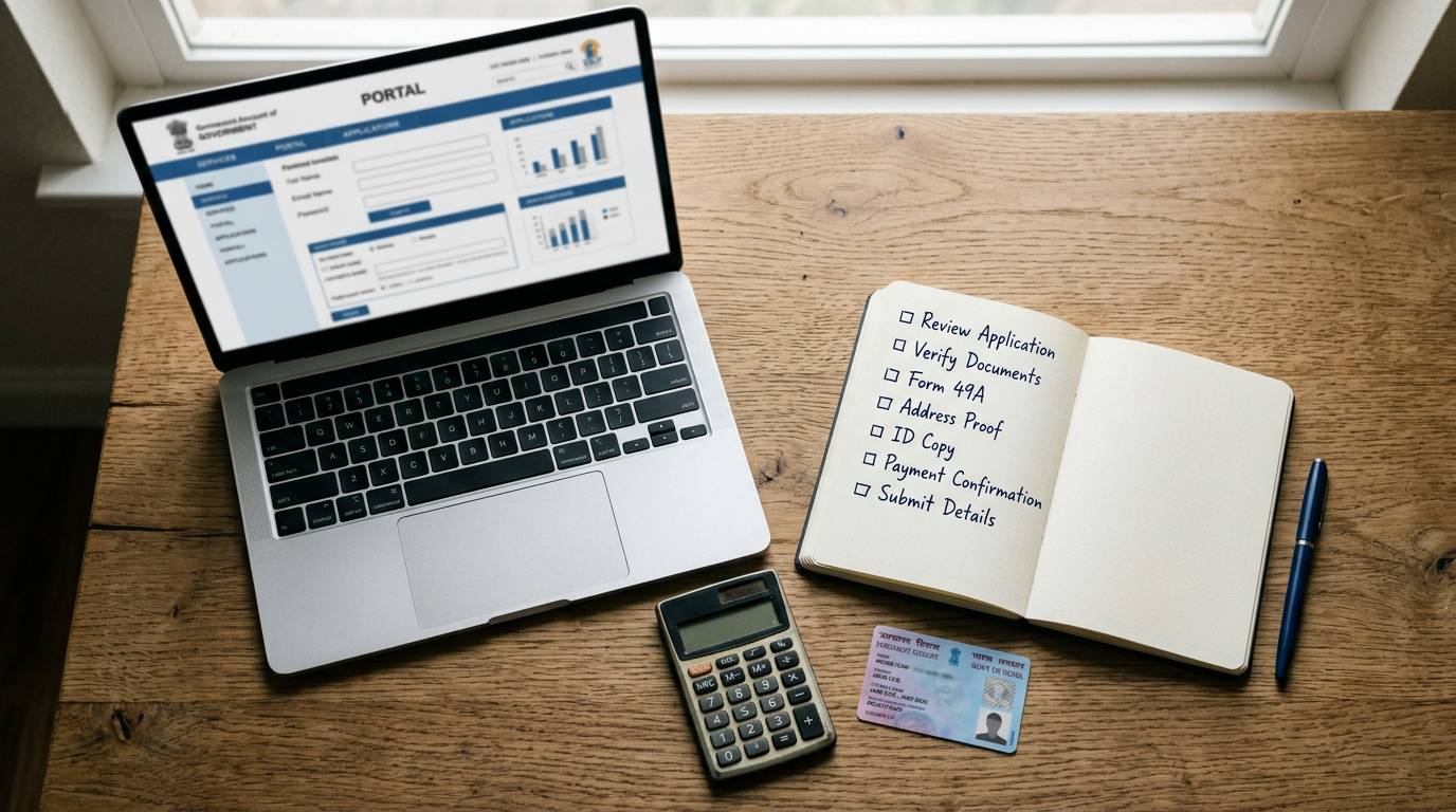 Income Tax Refund check karne ka process - laptop aur PAN card ke saath