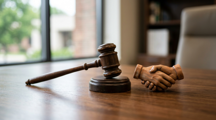 Lok Adalat gavel handshake amicable settlement