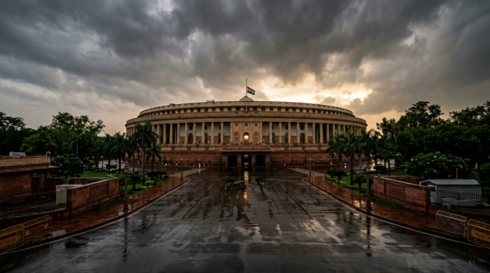 मानसून सत्र 2026 में संसद भवन, परिसीमन विधेयक पर चर्चा