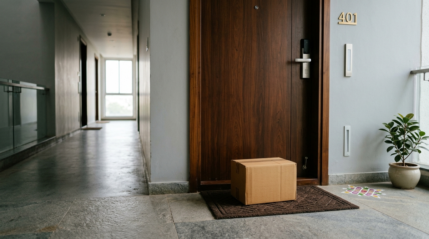 Online Shopping Scam delivery package doorstep