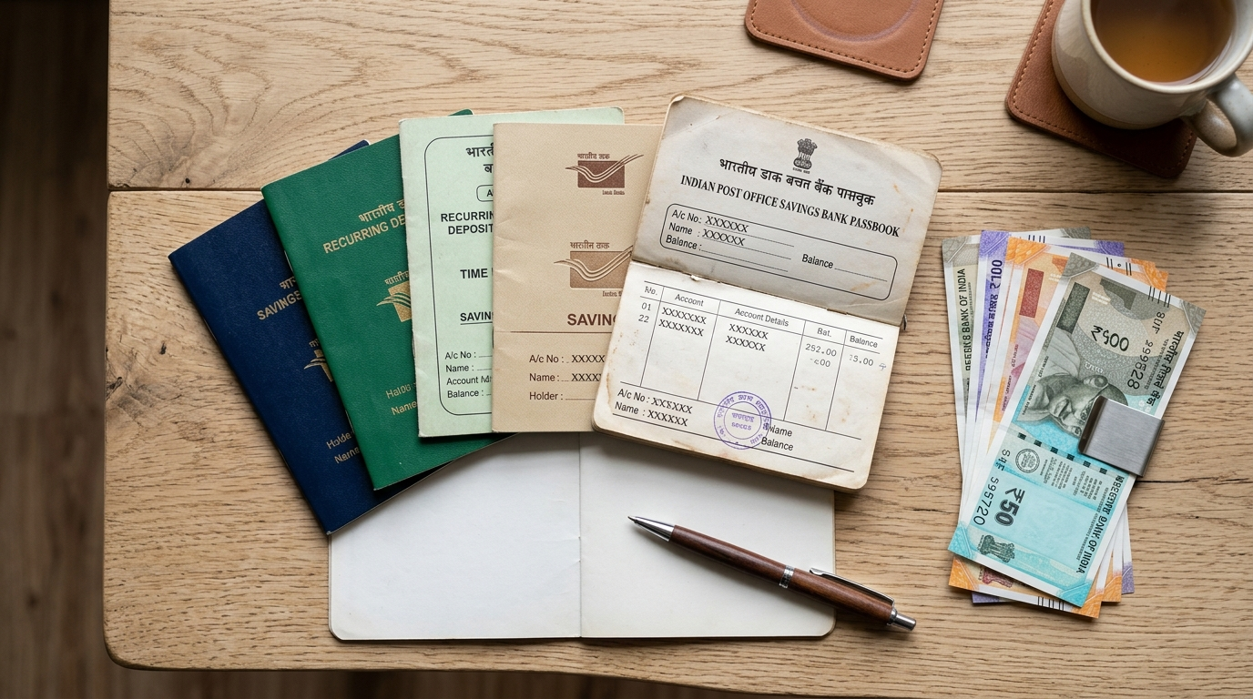 Post Office Savings Schemes ke alag alag passbooks aur certificates