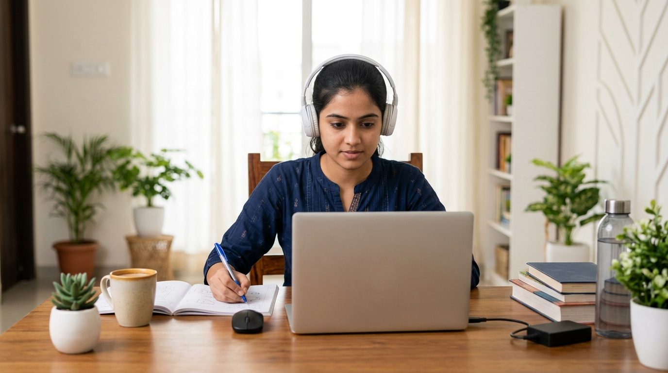 SWAYAM Portal पर ऑनलाइन लेक्चर देखता छात्र