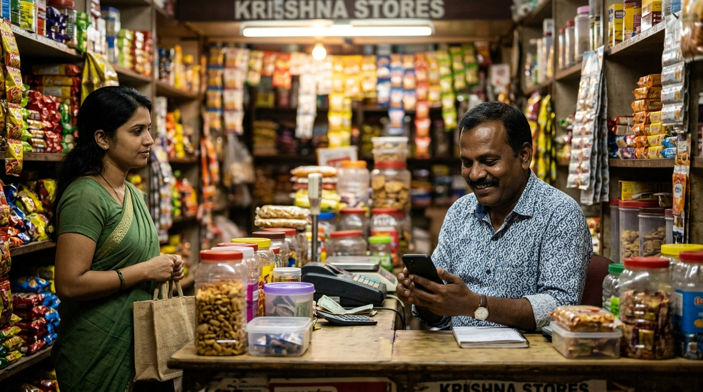 Chhote dukaandar WhatsApp AI Chatbot se customer queries handle karte hue