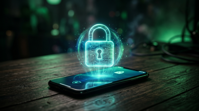 WhatsApp Privacy padlock hologram concept