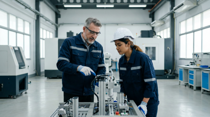 National Apprenticeship Training Scheme के तहत मेंटर से प्रशिक्षण लेता अप्रेंटिस