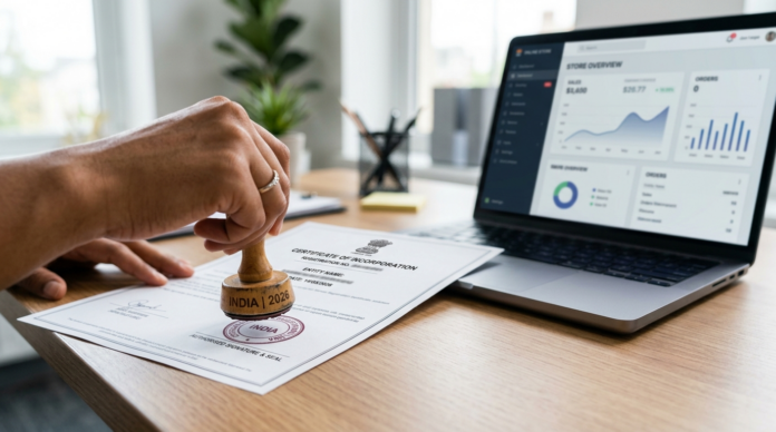 Dropshipping GST रजिस्ट्रेशन सर्टिफिकेट पर मुहर लगाते हुए