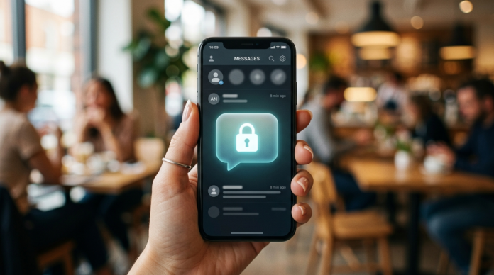 End to End Encryption स्मार्टफोन चैट में लॉक आइकन के साथ