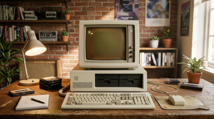 Fourth Generation Computer विंटेज पर्सनल कंप्यूटर डेस्क पर