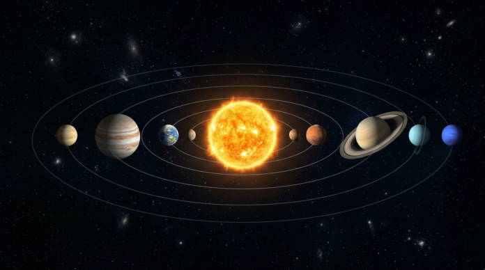 Solar System के सभी आठ ग्रह सूरज के चारों ओर