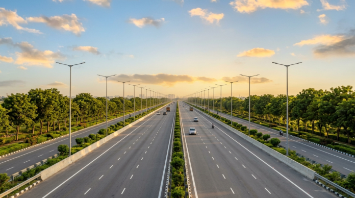 Bharatmala Pariyojana सिमेट्रिक हाईवे सूर्यास्त के समय