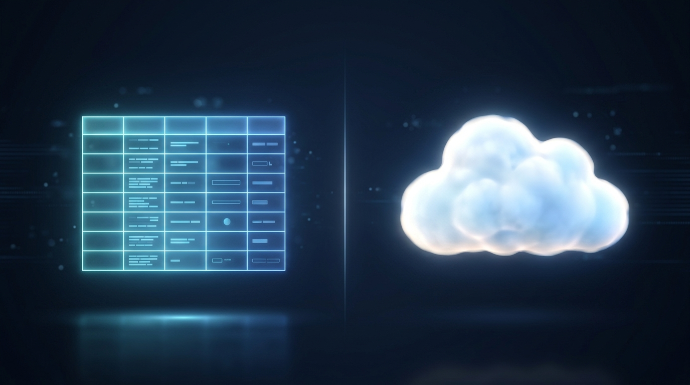 Database और Cloud की तुलना सिमेट्रिक विज़ुअल