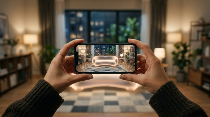 Augmented Reality स्मार्टफोन से फर्नीचर स्कैन सिमेट्रिक