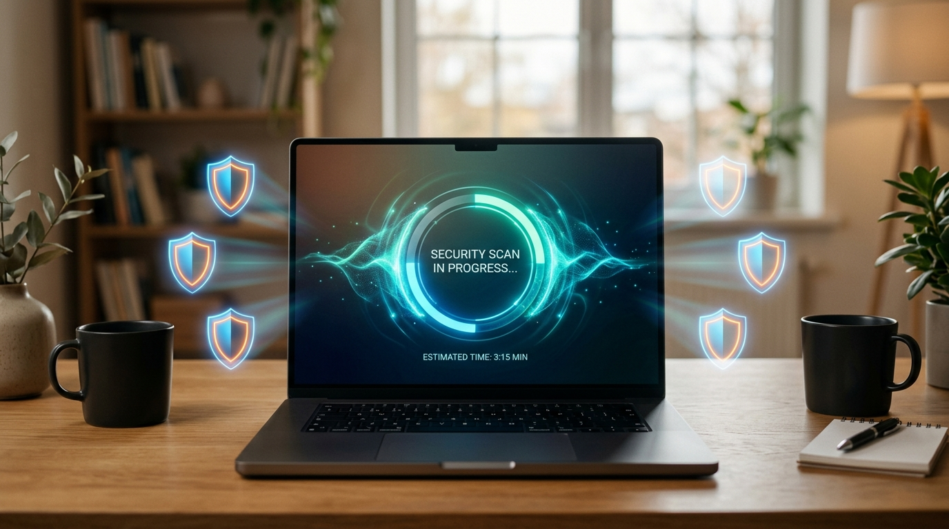 लैपटॉप Malware सिक्योरिटी स्कैन सिमेट्रिक व्यू